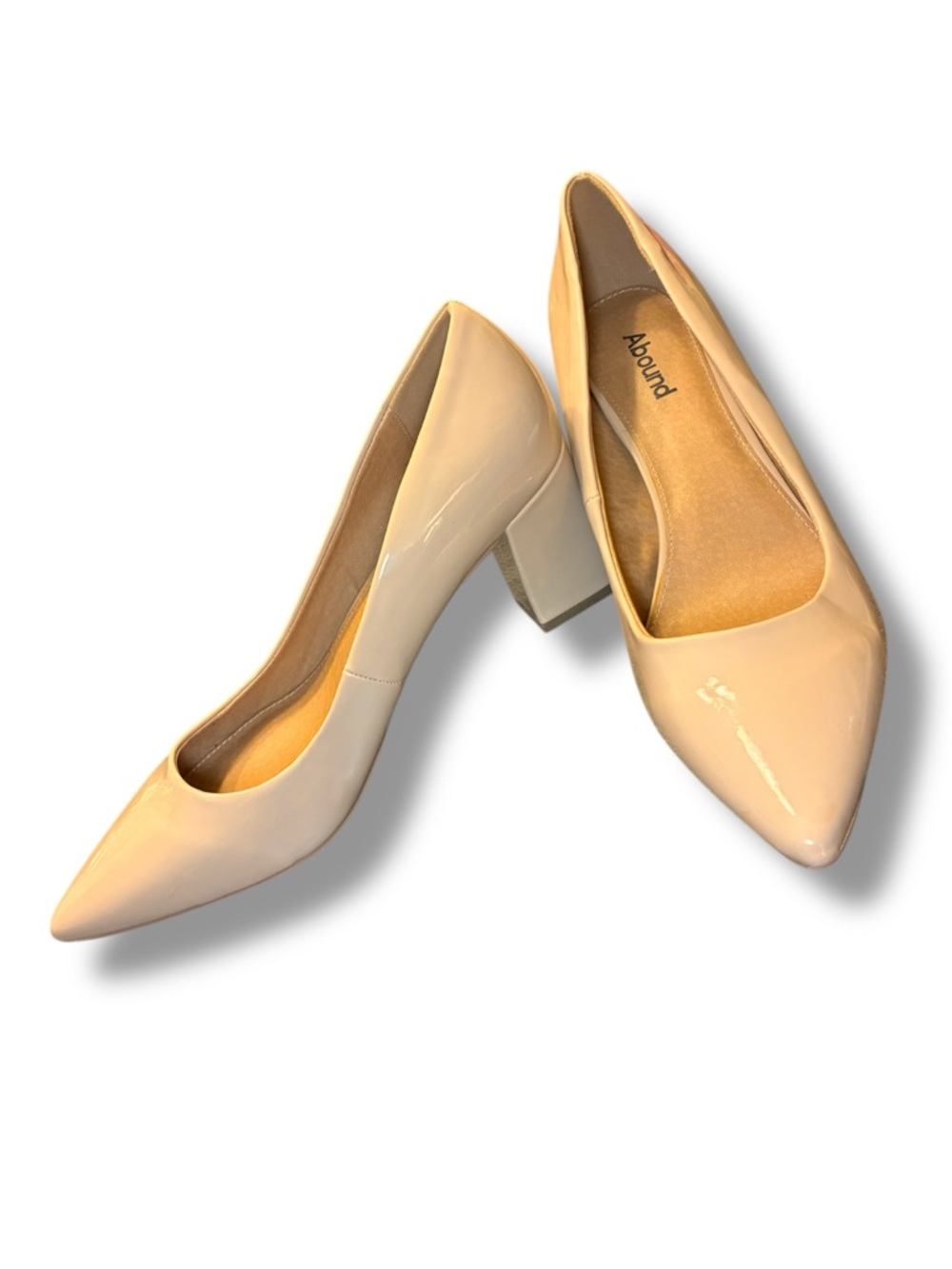🥿 Abound Nude Patent Block Heel Pumps | Pointed Toe | Size 11M